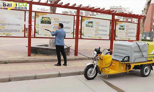 物業小型三輪高壓清洗車路面沖洗，公告欄清潔多面手